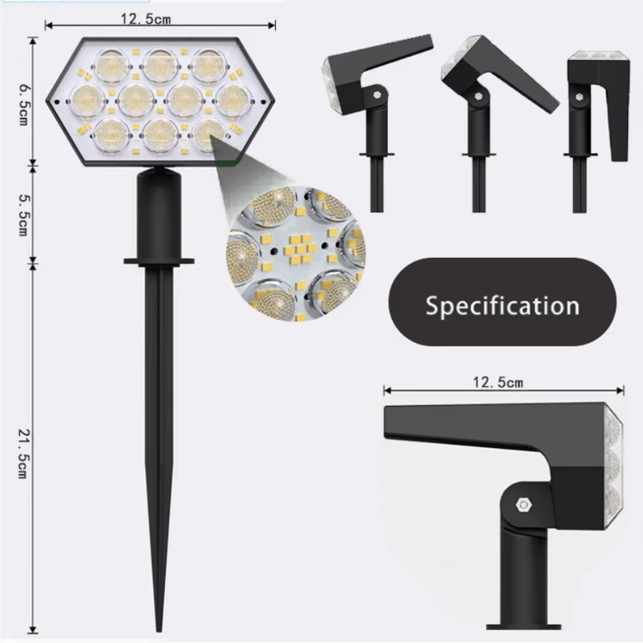 Solarbetriebene LED Landschaftswandleuchte mit 92 LEDs, IP65 wasserdicht, verstellbar, Schwarz, Warmweiß - Bild 3