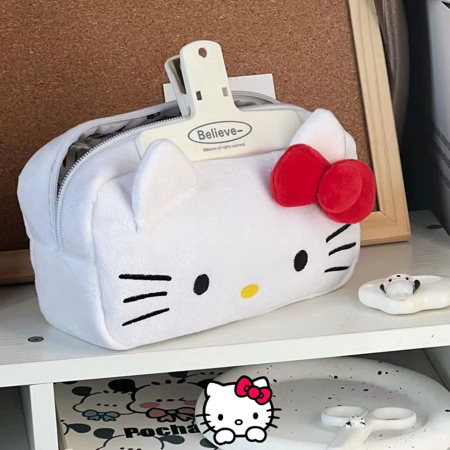Hello Kitty Aufbewahrungstasche in Weiß als Kawaii Federmäppchen und Make-up-Tasche aus Textil - Bild 2