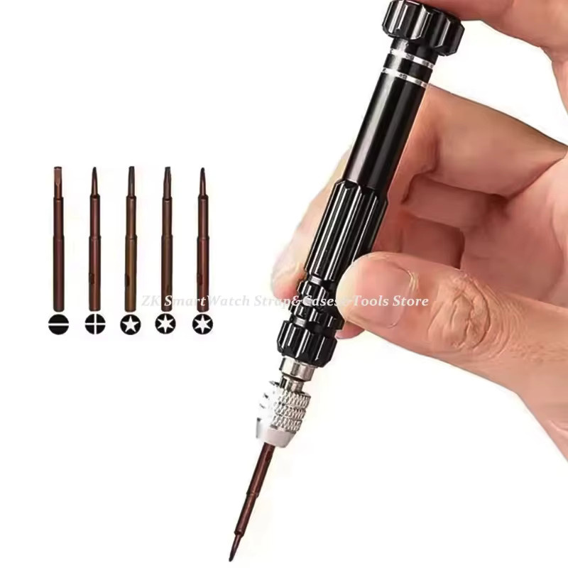 5-in-1 Multifunktionales Mini-Schraubendreher-Set aus Edelstahl für Uhren, Brillen, Elektronik und Schmuck in Rot und Schwarz - Bild 2