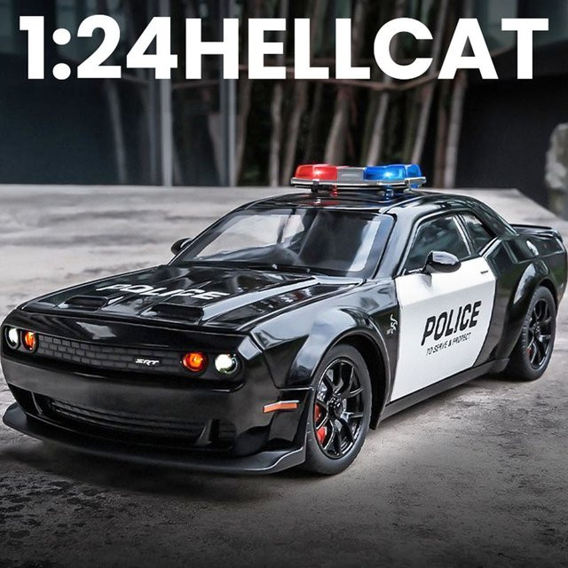 MAKEDA Hellcat Polizeiauto, Modell, 1:24, Metall, mit Licht und Sound - Bild 1