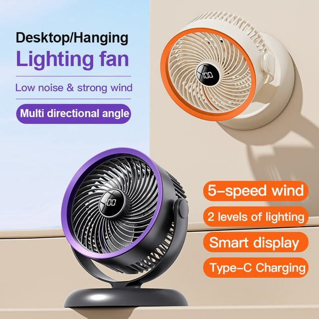 HOMEFISH Mini-Tischventilator Wandmontiert, Grau, Kompakter Elektrischer Ventilator für Büro und Zuhause - Bild 1
