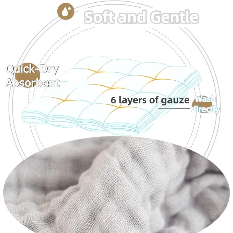 Personalisiertes Baby-Badetuch aus sechslagiger Musselin-Baumwolle von NanBeiCat in Grau - Bild 3