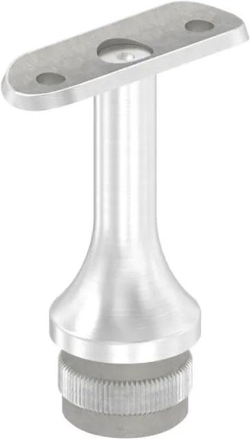 FeNau Pfostenstütze mit Halteplatte für Rundrohr Ø 42,4 mm und Stopfen für 33,7 x 2,0 mm aus Edelstahl in Silber - Bild 1
