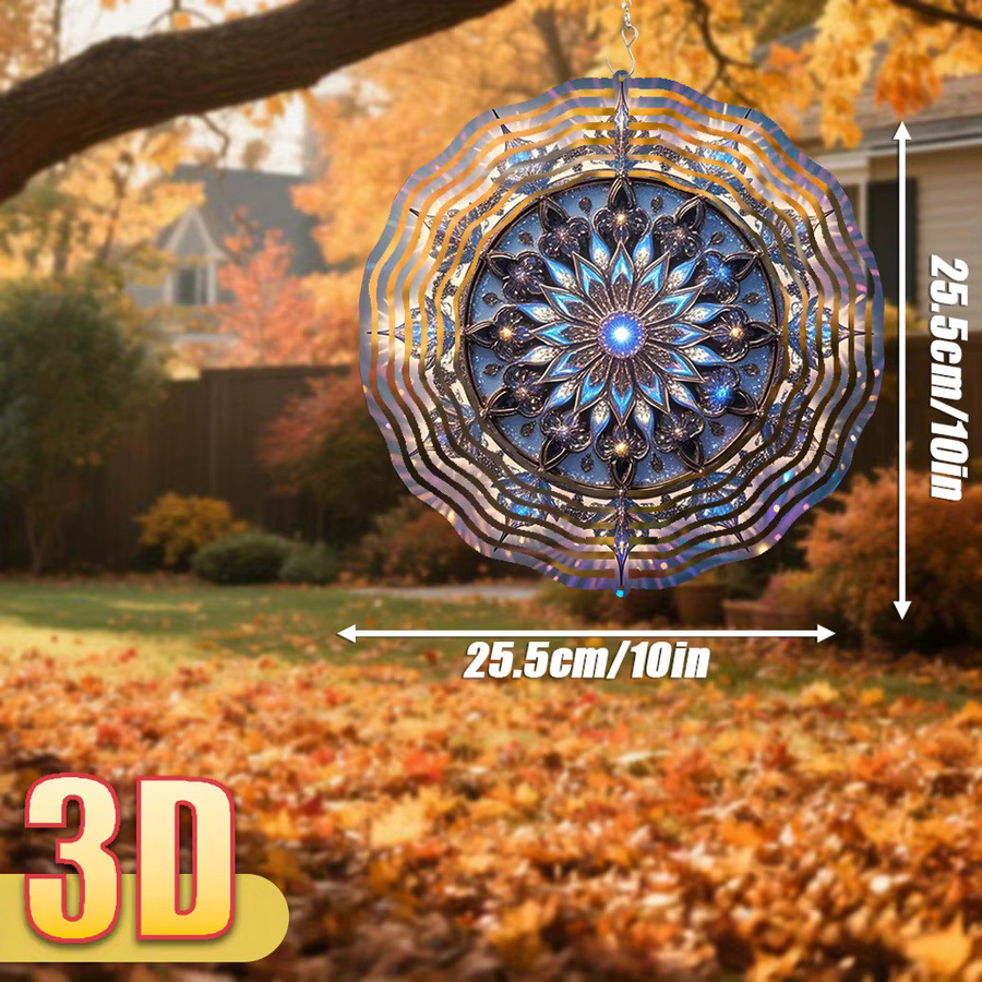 CIFBUY 3D Holographischer Traumfänger Sonnenfänger, Doppelseitiger drehender Windspinner für den Garten, Multicolor, Durchmesser: 25,4 cm - Bild 2
