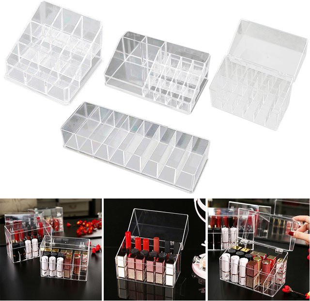 LEENKEA Make-up Organizer aus Acryl, Lippenstift Display-Ständer und Schmuckbox, transparent, Breite: 17,6 cm, Tiefe: 13,2 cm - Bild 1