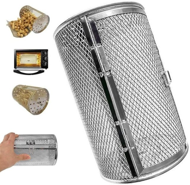 Willstar Grillkorb aus Edelstahl, runder Rost für Ofen und Heißluftfritteuse, Silber, Durchmesser: 18 cm, Höhe: 12 cm - Bild 1
