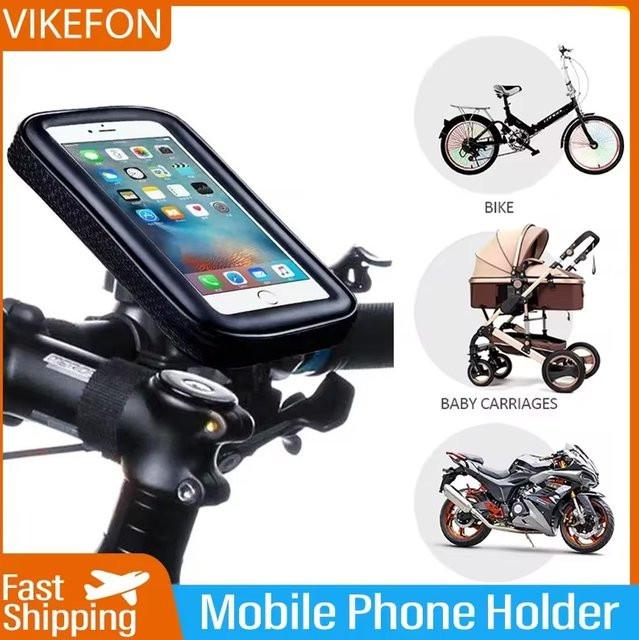 Wasserdichte Handyhülle VIKEFON als Fahrrad und Motorrad Lenkerhalterung in Schwarz für iPhone und Samsung - Bild 1