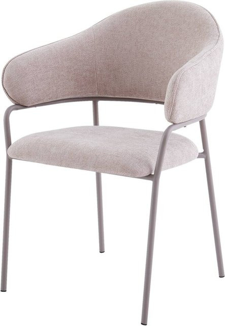2er-Set Stühle CURVE von byLIVING in Beige mit Armlehnen aus Stoff und Metall, modernes Design, B: 60 cm, H: 86 cm, T: 58 cm - Bild 1