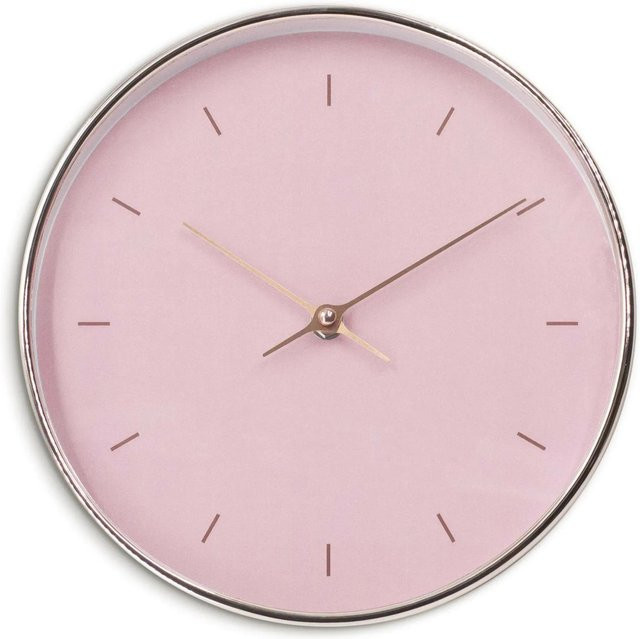 Wall-Art Wanduhr minimalistisch in Rosa und Gold mit analogem Quartzwerk, Durchmesser: 25 cm - Bild 1