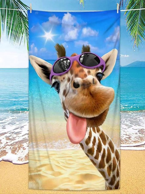 Sandfreies Giraffen Strandtuch von JMG Household Supplies, schnelltrocknendes Mikrofaser Handtuch in Multicolour, Breite: 120 cm, Länge: 180 cm - Bild 1