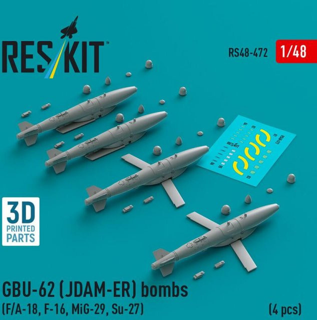 ResKit Models GBU-62 (JDAM-ER) Bombs, 4-teiliges Set, 3D Printed - Bild 1