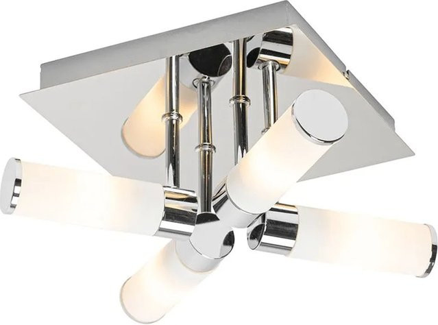 QAZQA Moderne Badezimmer Deckenleuchte in Chrom, 4-flammig, IP44, dimmbar - Bild 1