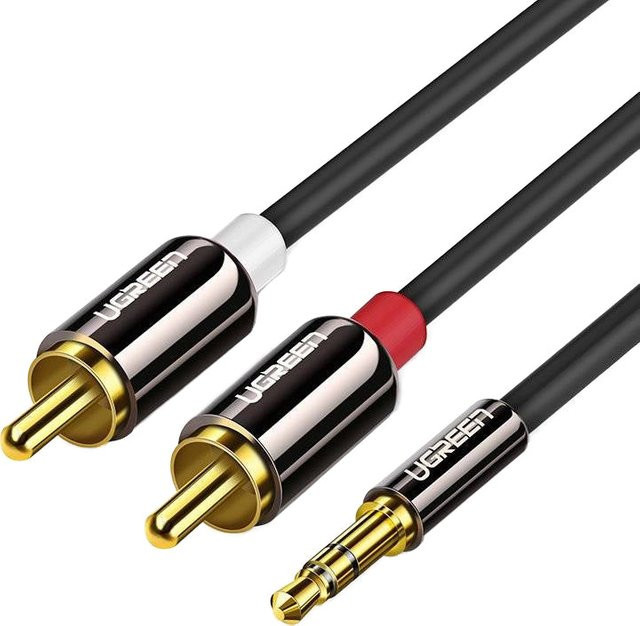 UGREEN Audio-Kabel 3,5mm auf 2 x RCA AV116, Schwarz, Länge: 2 m - Bild 1