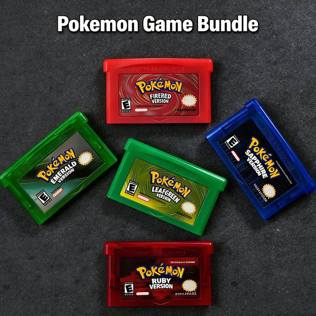 Pokemon Videospiel-Set für Game Boy Advance: 5 verschiedene 32-Bit Rollenspiel-Module in Box (Emerald, FireRed, Sapphire) - Bild 1