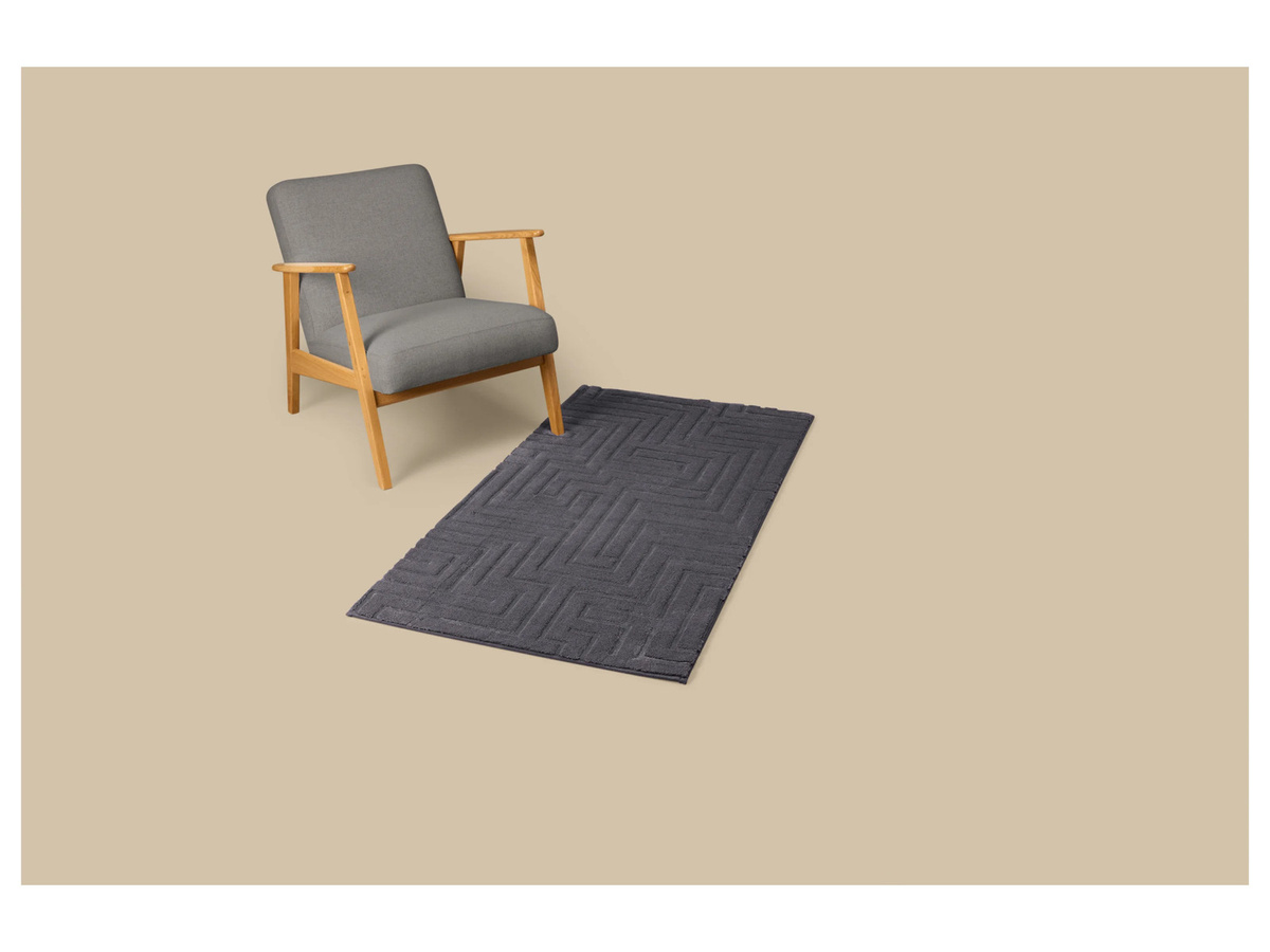 LIVARNO Langflor-Teppich in Grau und Beige mit High-Low-Effekt, B/T: 80 x 150 cm - Bild 2