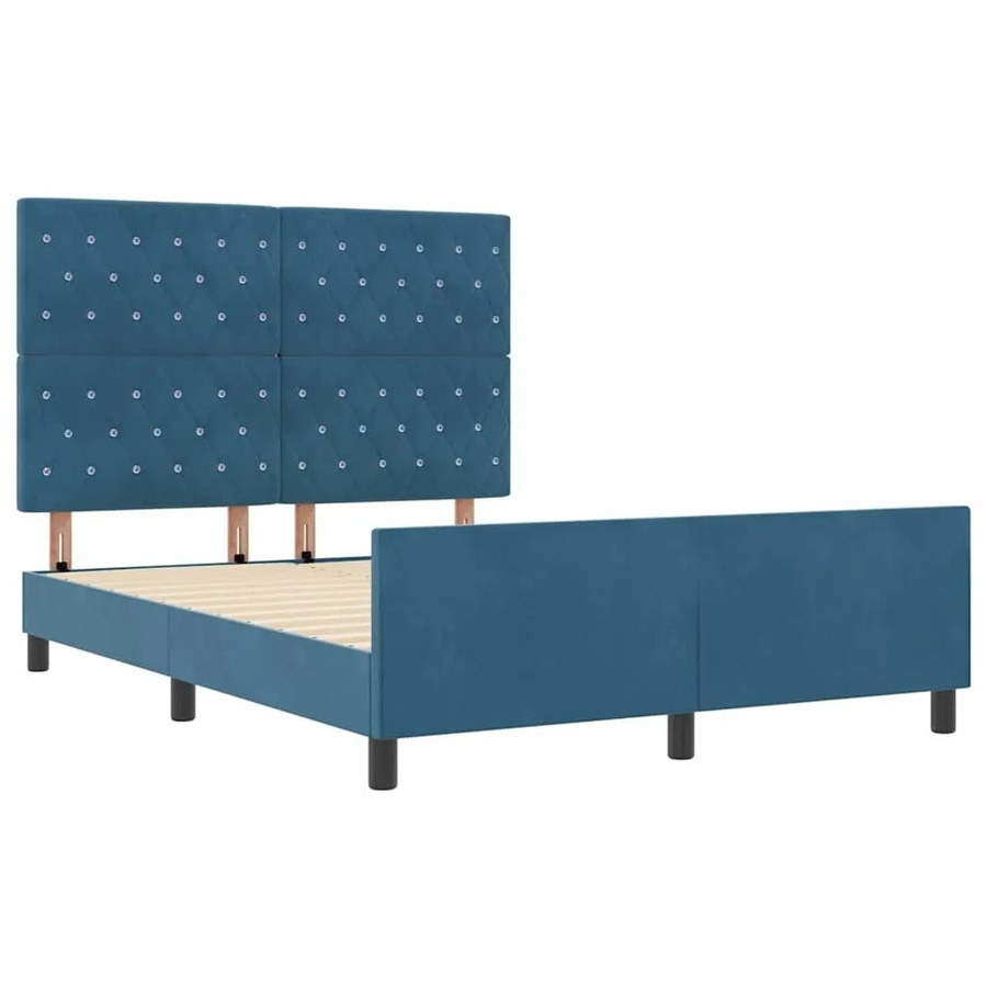 vidaXL Bettgestell mit Kopfteil in Dunkelblau aus Samt, B/T/H: 160 x 200 x 166 cm - Bild 2