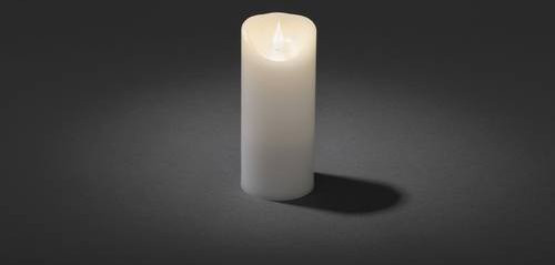 Konstsmide LED-Echtwachskerze Weiß mit Flackereffekt und Timer, Durchmesser: 7,5 cm, Höhe: 17,5 cm - Bild 1