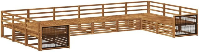 vidaXL Sofagarnitur Set aus 10 Stück aus Massivholz Akazie in Braun im modernen Latten-Design - Bild 1