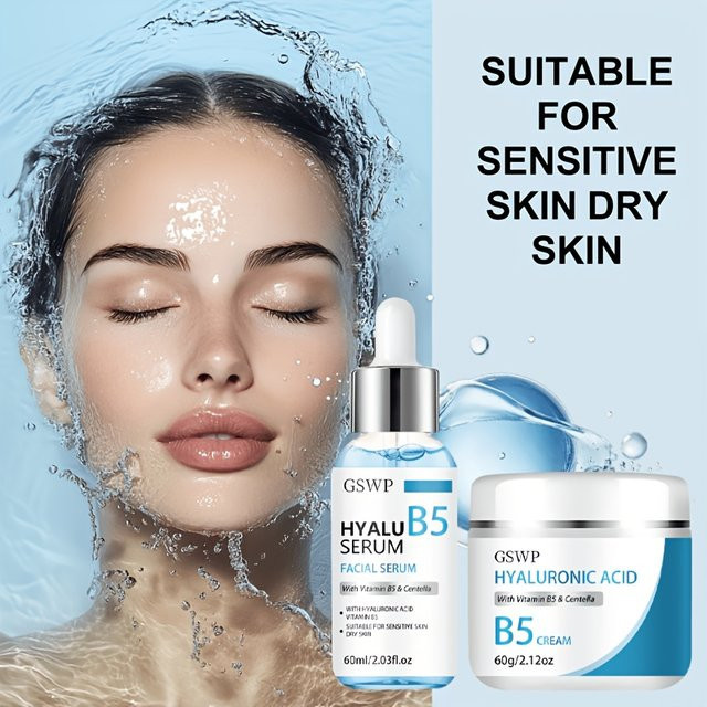 GSW Vitamin B5 Feuchtigkeitscreme und Serum Set mit Panthenol, 60ml+60g - Bild 1