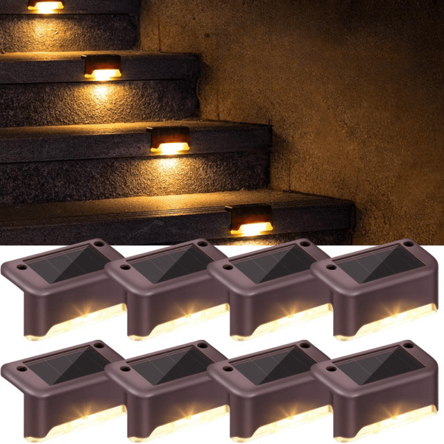 GGBEE Solar LED Outdoor Deck Lichter, Wasserdichte Solarleuchten für Garten, Terrasse und Treppen, Schwarz - Bild 1