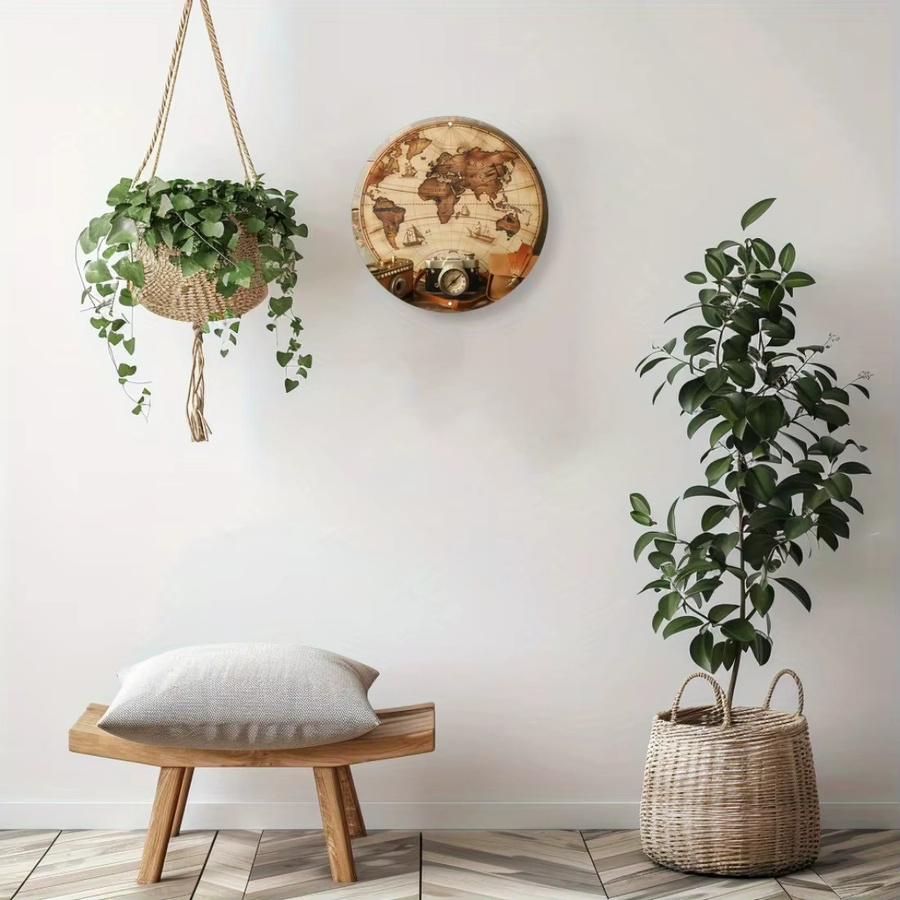 CIFBUY Vintage Weltkarte Wanddeko aus Metall im Retro-Stil, rundes Metallschild für Zuhause und Bar - Bild 3