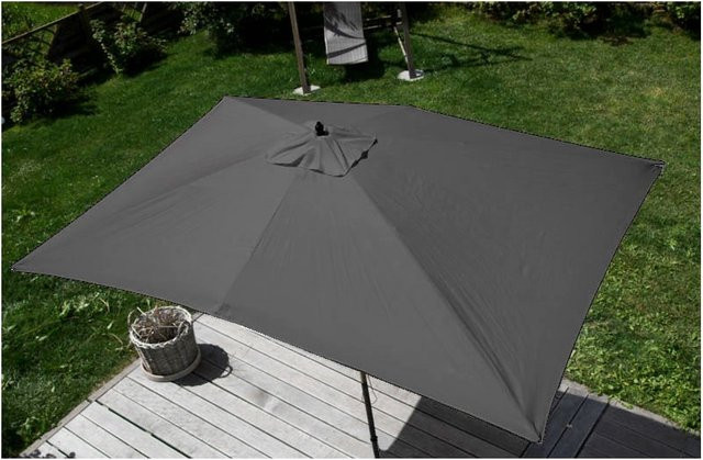 MCW Sonnenschirm Lissabon Marktschirm aus Holz und Polyester, Anthrazit, B: 300 cm, H: 200 cm - Bild 1