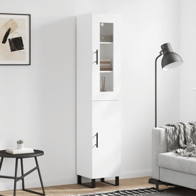 Modernes Highboard Vidaxl in Weiß aus Holzwerkstoff, Metall und Glas, B/T/H: 34,5 x 34 x 180 cm - Bild 1