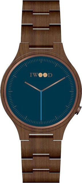 Iwood Herrenuhr, Holz, Analoguhr, Quarz, Blau, 42 mm - Bild 1