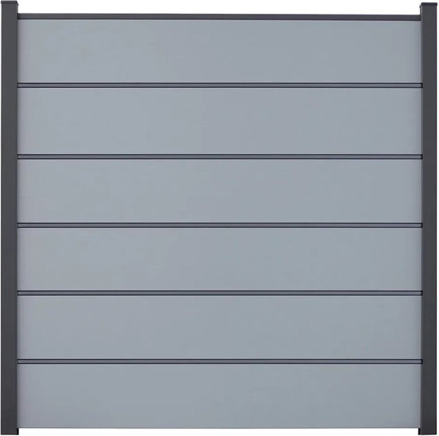 GroJa Steckzaun Premium Basicline Silbergrau, PVC-beschichtet, B: 180 cm, H: 180 cm, T: 19 cm - Bild 1