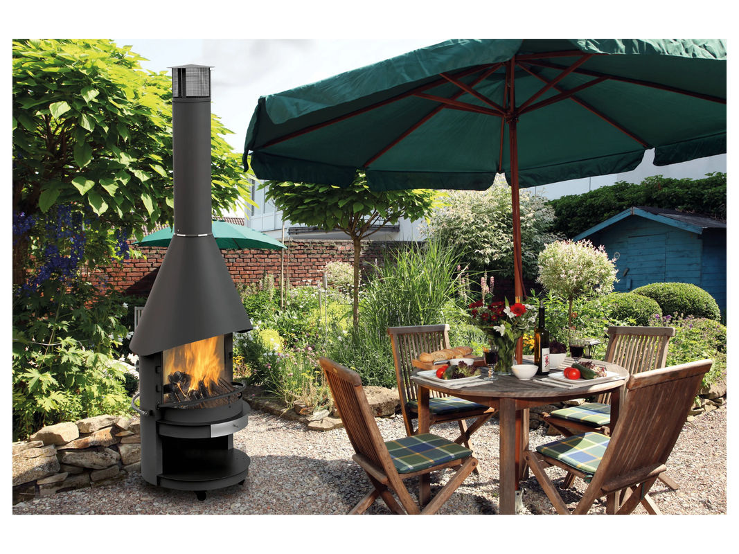 ASADO Garten-Grillkamin Fuego in Schwarz mit extra großem Grillrost, B/H/T: 70 x 225 x 70 cm - Bild 3
