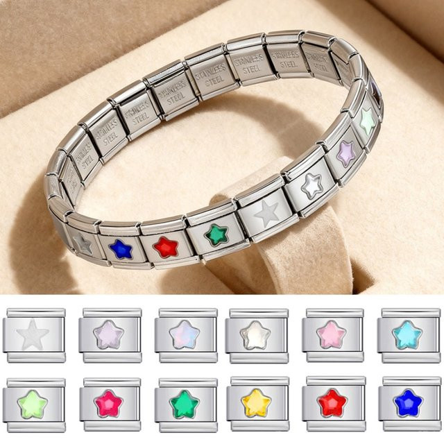 MoBuy Armband Charm, Edelstahl, Bunt, Kristall, 9mm - Bild 1