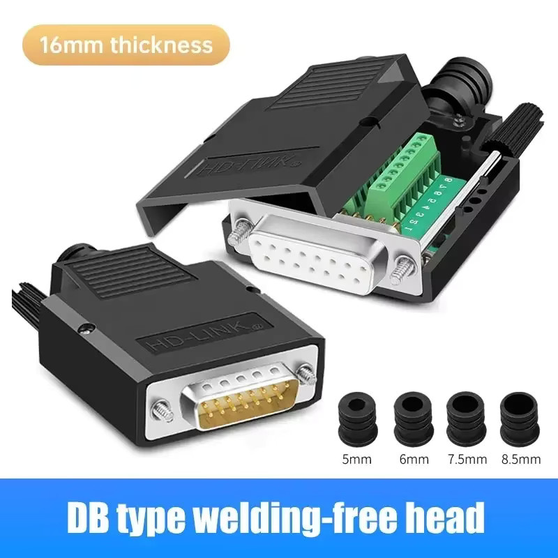 TLXT D-SUB Terminal-Stecker-Adapter Set für DB9 DB15 DB25 in Schwarz, lötfreie Breakout-Stecker für COM RS232 serielle Ports, männlich und weiblich - Bild 2