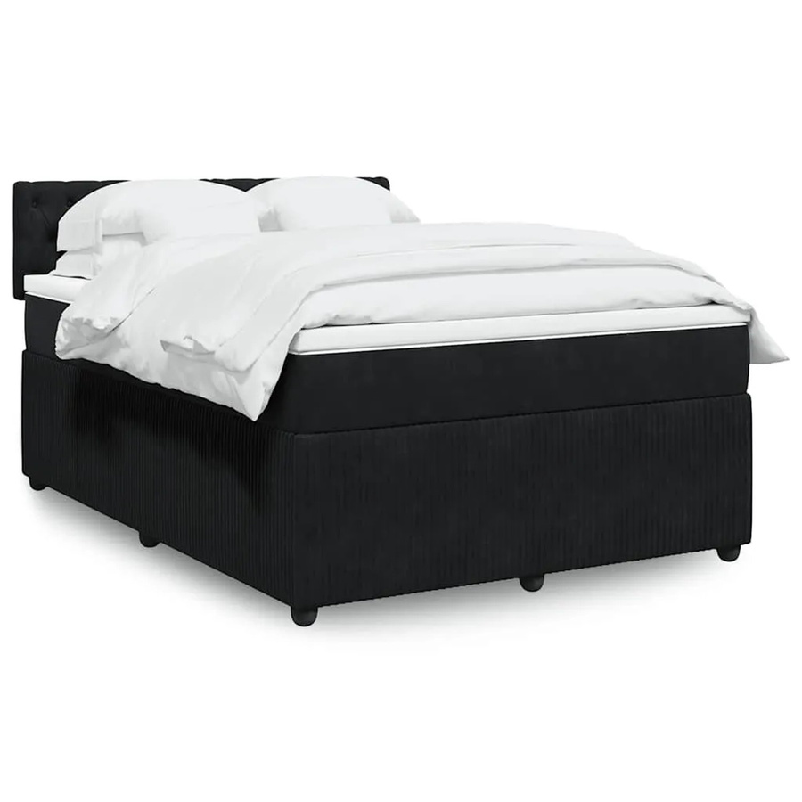vidaXL Boxspringbett mit Matratze in Schwarz aus Samt mit USB-Anschluss und Unterbettbeleuchtung B/T/H: 140 x 200 cm - Bild 2