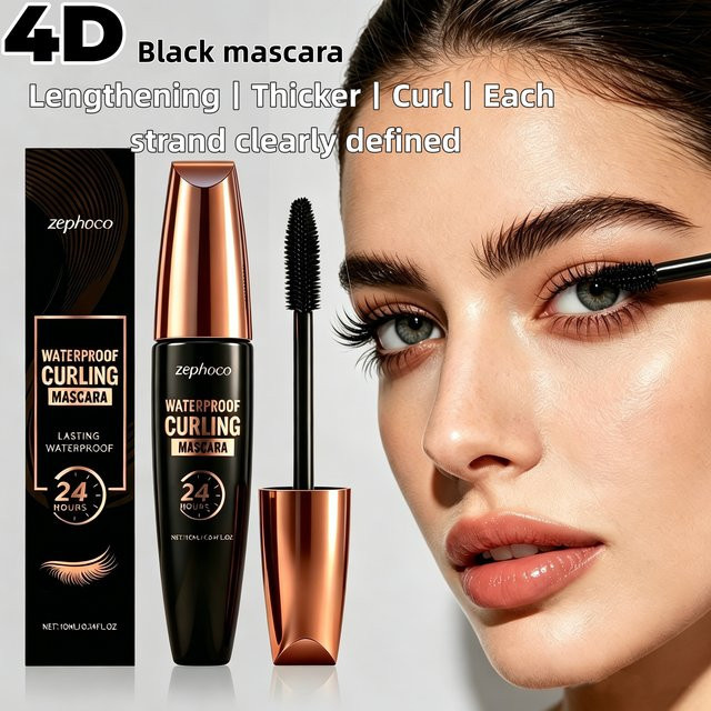 zephoco Curling-Mascara, Ultra-Schwarz, 4D Volumen, Schweißfest - Bild 1