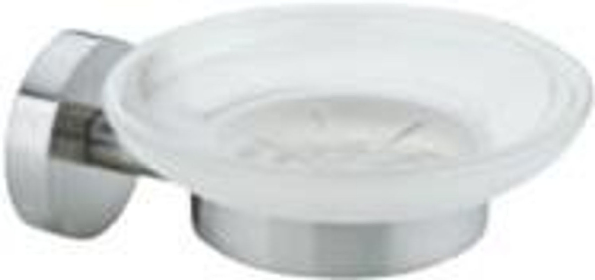 tesa MOON Wandmontierte Seifenschale aus Glas in Silber und Weiß satiniert - Bild 2