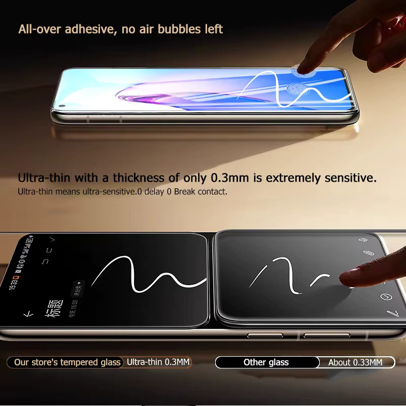 3er-Set gehärtetes Glas Displayschutzfolie für Oppo Reno8, transparent, Full Cover mit Fingerabdruck-Entsperrung und 9H Härtegrad - Bild 5