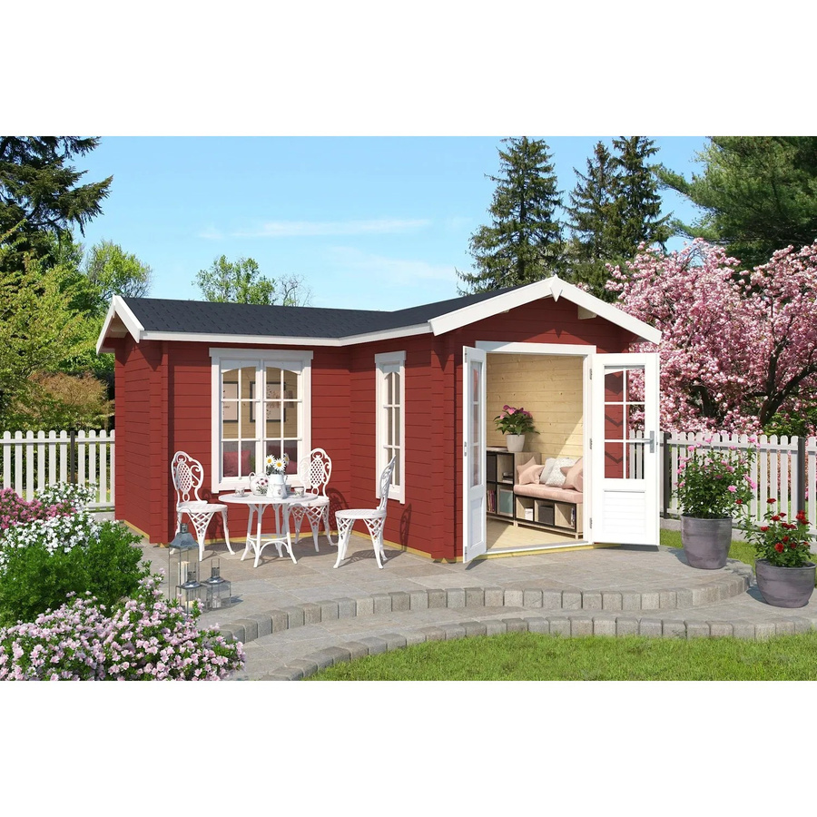 Lasita Maja Gartenhaus Portsmouth in Schwedenrot, B/H/T: 450 x 245,1 x 447,6 cm - Bild 2
