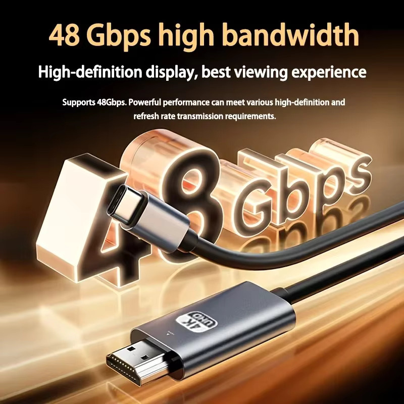 HANNUO USB-C zu HDMI Kabel Adapter für 8K und 4K 60Hz/144Hz zur Verbindung von MacBook, iPhone 15, 16 und PC mit HDTV 2.0 - Bild 4