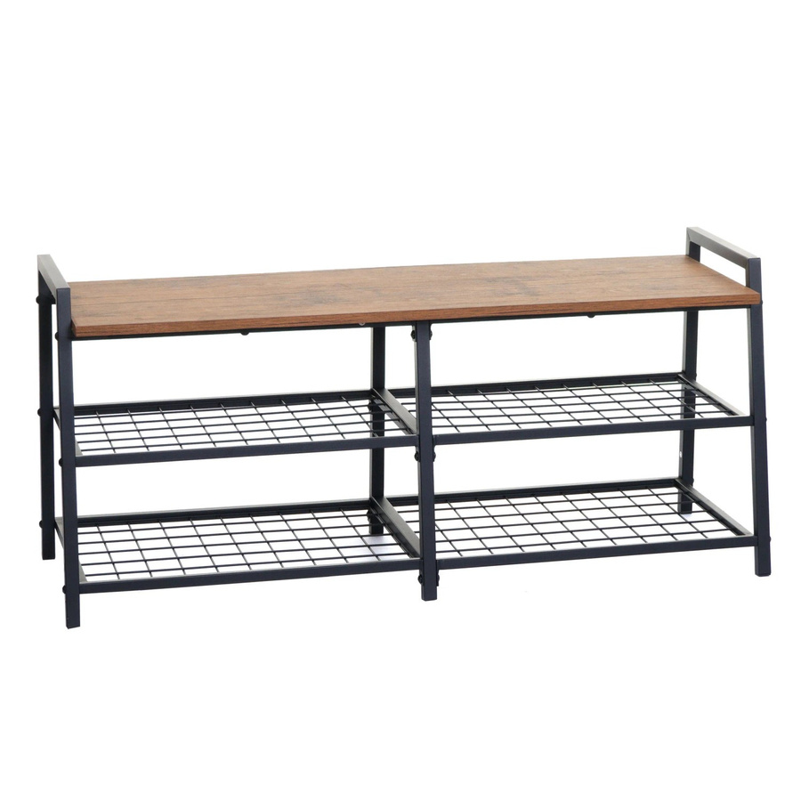 Schuhregal MCW A27 als Schuhschrank und Sitzbank mit 4 Fächern in Wildeiche-Optik, B/T/H: 40 x 38 x 107 cm - Bild 2