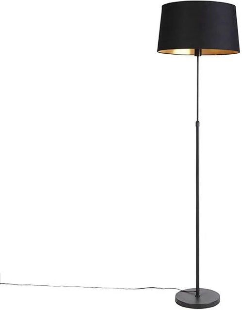 QAZQA Moderne Stehlampe in Schwarz aus Metall mit Stoffschirm, dimmbar und höhenverstellbar, Höhe: 143 cm - Bild 1