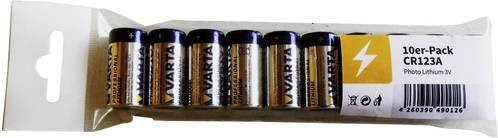 Varta CR-123A Lithium-Fotobatterie 3V mit 1430 mAh, 10 Stück, Silber - Bild 1