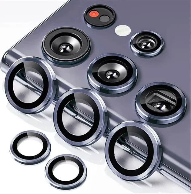 Kamera-Schutzring aus gehärtetem Glas für Samsung Galaxy S25 Ultra, S24 Ultra, S24+, S23 FE Plus und S22 in Schwarz - Bild 1