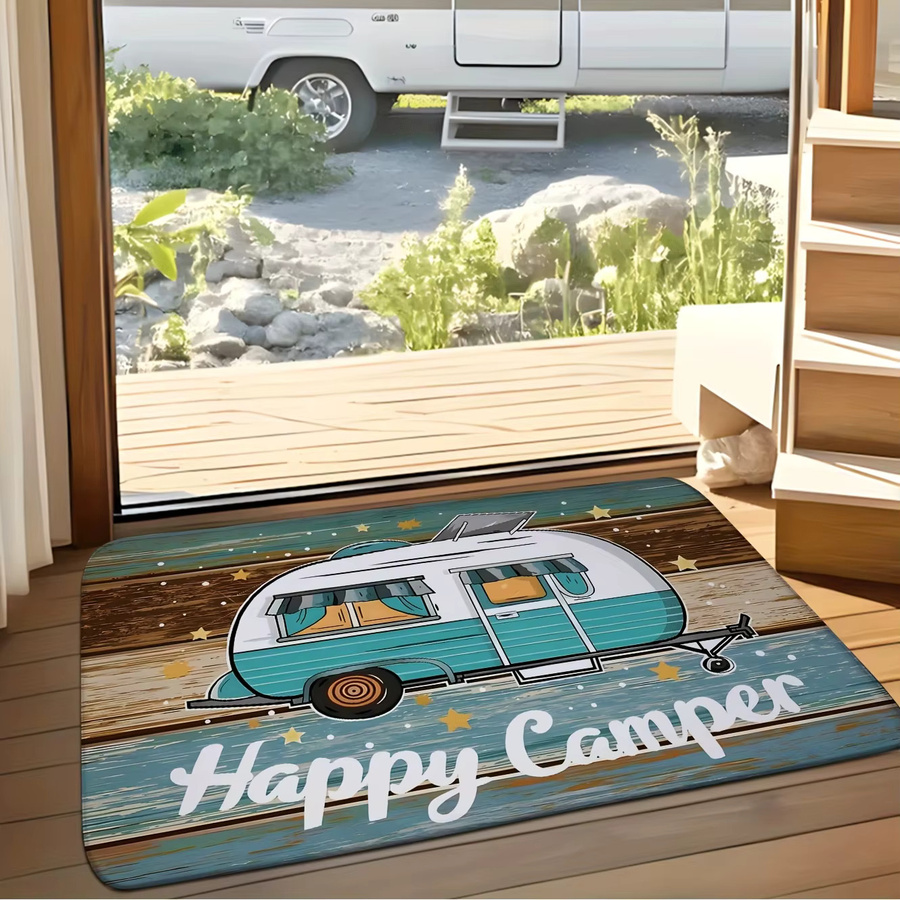 VIKAMA Retro Camping Fußmatte, Mehrfarbig, Waschbar und Anti-Rutsch, Rechteckig - Bild 2