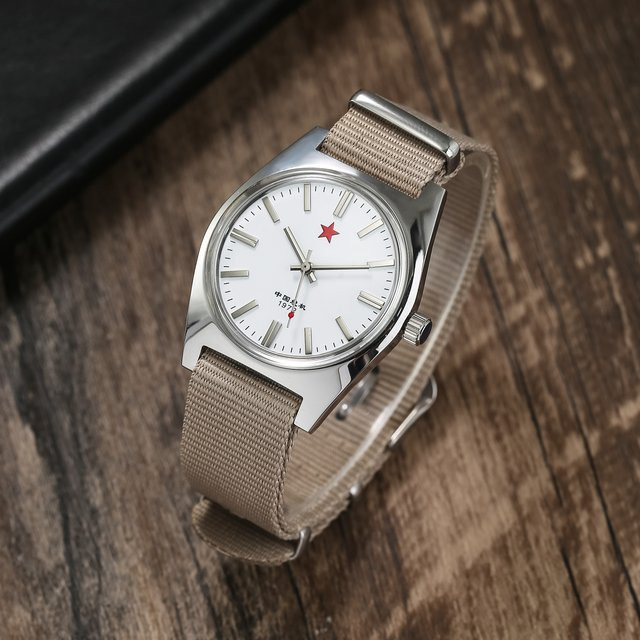 Red Star Armbanduhr, Handaufzug, 36 mm, Herren, Silber, Textil/NATO - Bild 1