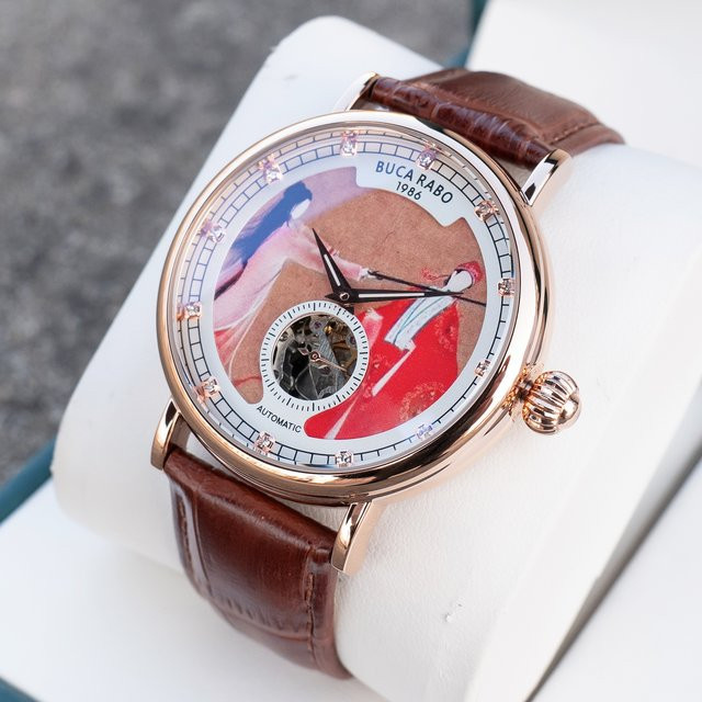 NH&CO Automatik-Armbanduhr, Messing, Roségold, Leder, Herren - Bild 1