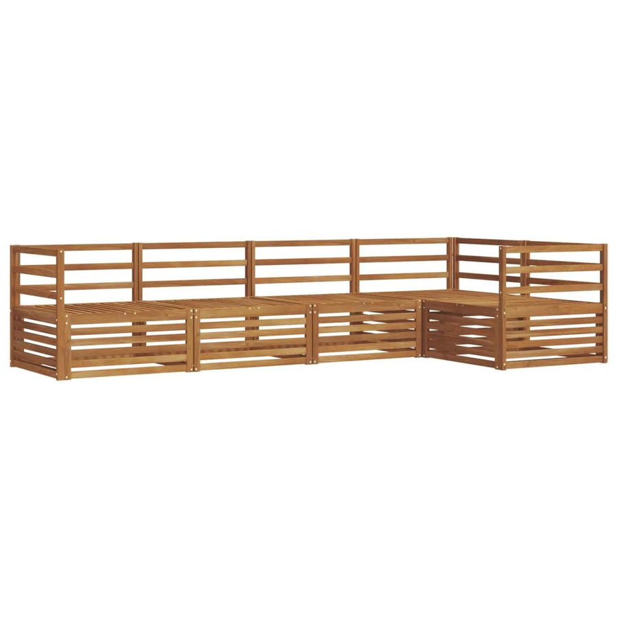 vidaXL Outdoor-Sofagarnitur 5-teilig aus Massivholz Akazie in Natur Braun, L-Form mit Ecksofa und 4 Mittelsesseln - Bild 2