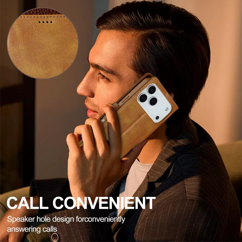 EUCAGR Magnetische Luxus Brieftasche Telefonhülle mit Kartenhalter für iPhone Modelle in Pink und Braun - Bild 4