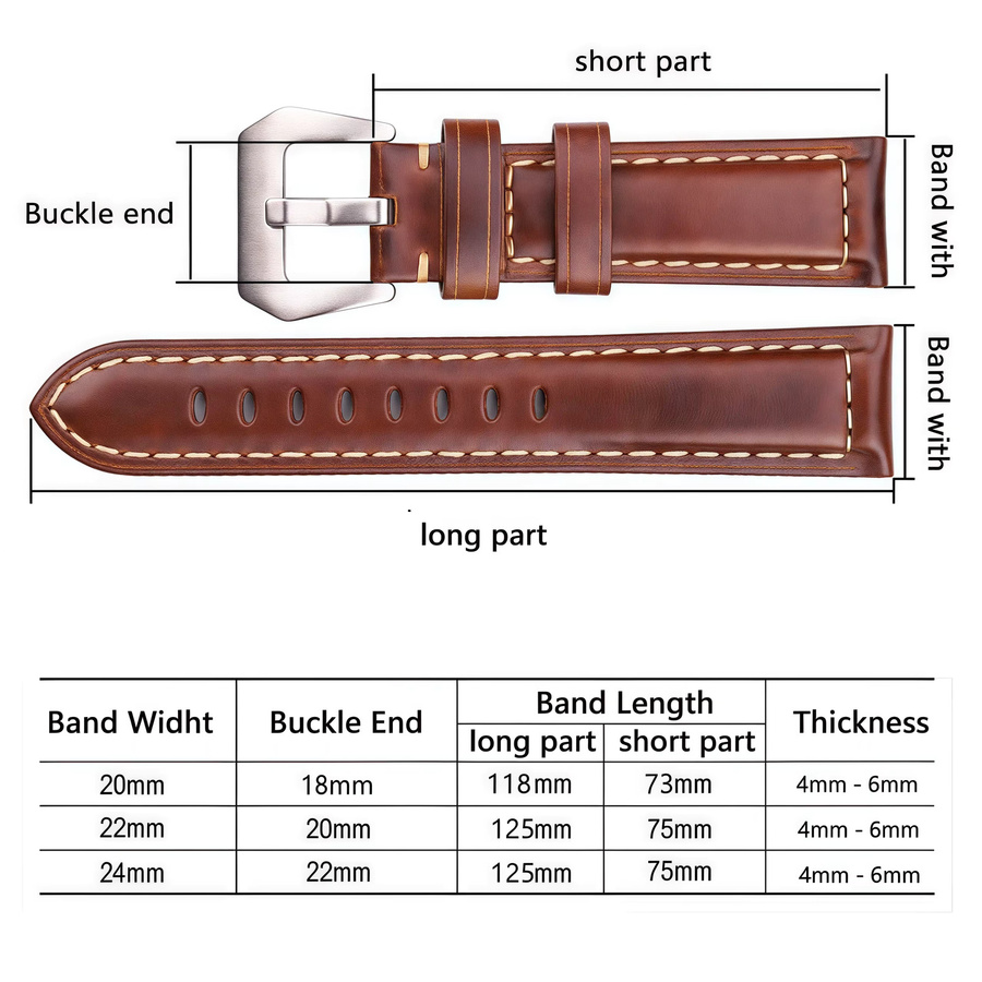 DUTRIEUX Uhrenarmband Leder, dunkelbraun, 20 mm, 22 mm, 24 mm, Unisex - Bild 3