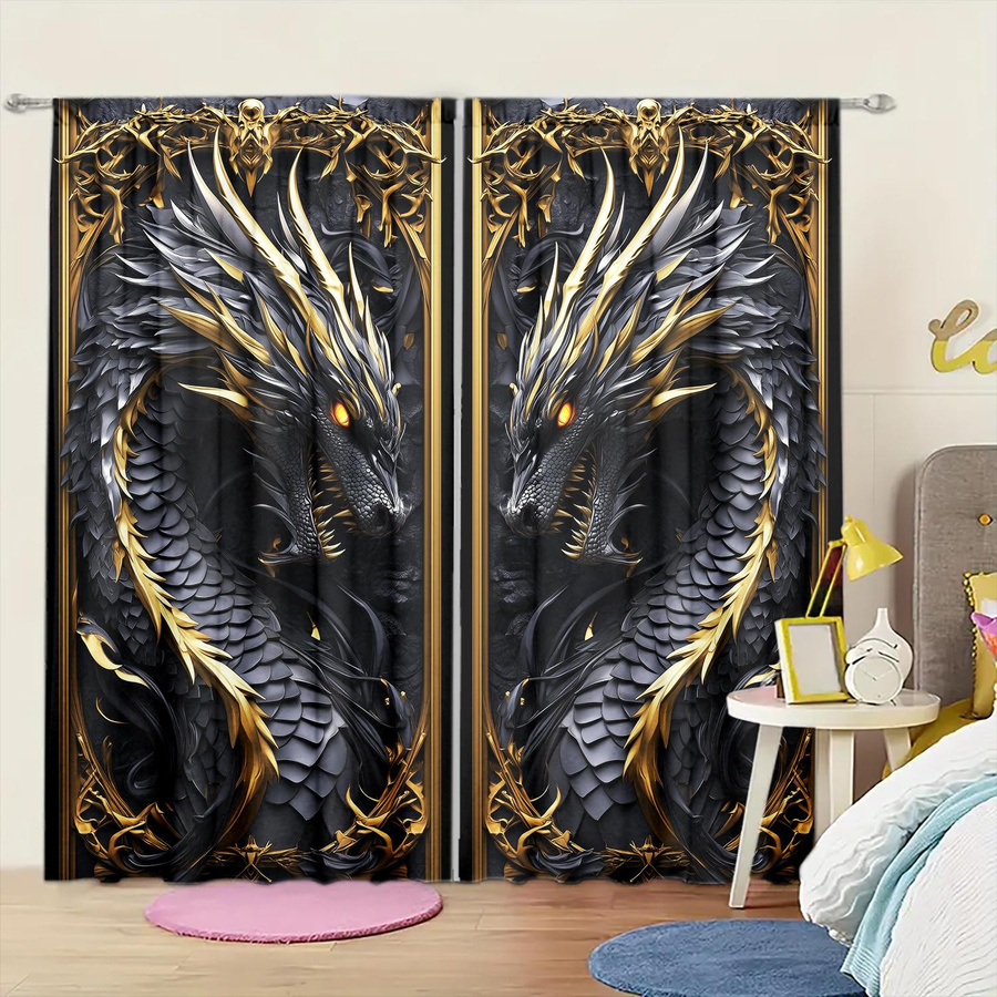 2er-Set Schwarzdrachen Fensterbehandlung mit 3D-Druck in Schwarz von Household supplies MH, semi-transparent, B: 52,5 cm, H: 116 cm - Bild 4