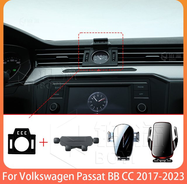 WTSTARTS Smartphone Halterung für Volkswagen Passat BB CC 2017-2023 mit kabelloser Ladestation in Schwarz - Bild 1